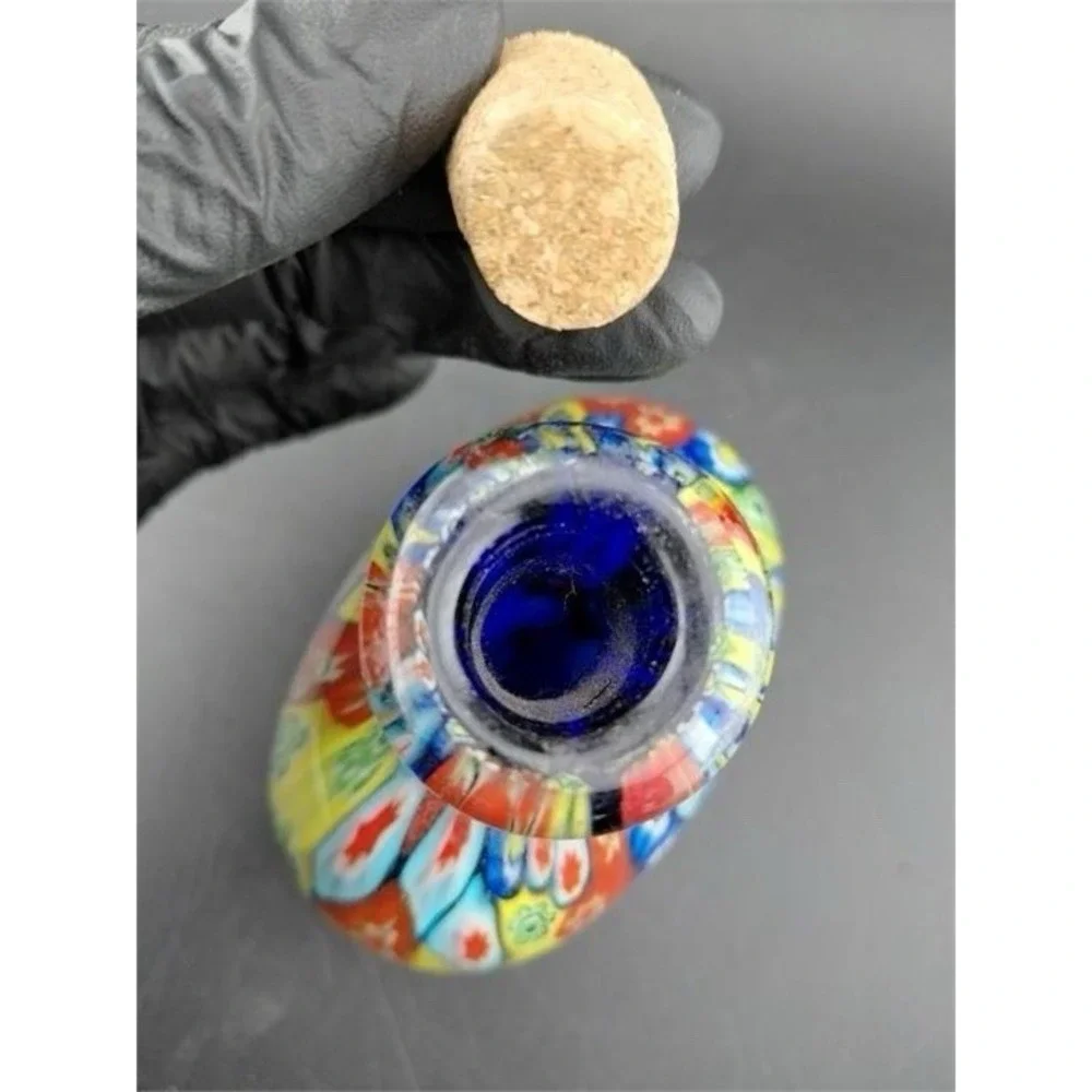 Murano Millefiori‎ Art Vase/Perfume Bottle Teardrop Red Green Yellow Blue Floral